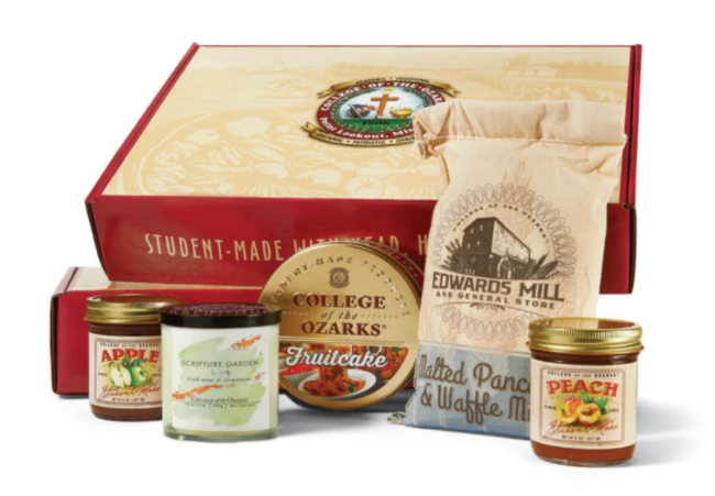 The Student-Made Sampler box includes your choice of one pound cake, (2) 8 ounce fruit spreads/toppings, a two pound bag of choice milled goods, and one hand-poured candle from the Stained Glass and Candle Shop. The student-made sampler isn’t another gene